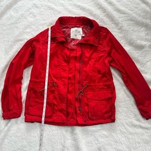 Women’s red older H&M rain coat